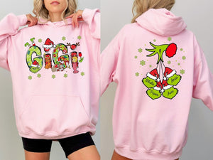 Custom Gigi With Kids Name Christmas Gigi Shirt, Christmas Gigi Sweatshirt,Personalized Xmas Shirt Two Side Gigi Shirt,Christmas Hoodie Gigi