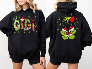 Custom Gigi With Kids Name Christmas Gigi Shirt, Christmas Gigi Sweatshirt,Personalized Xmas Shirt Two Side Gigi Shirt,Christmas Hoodie Gigi