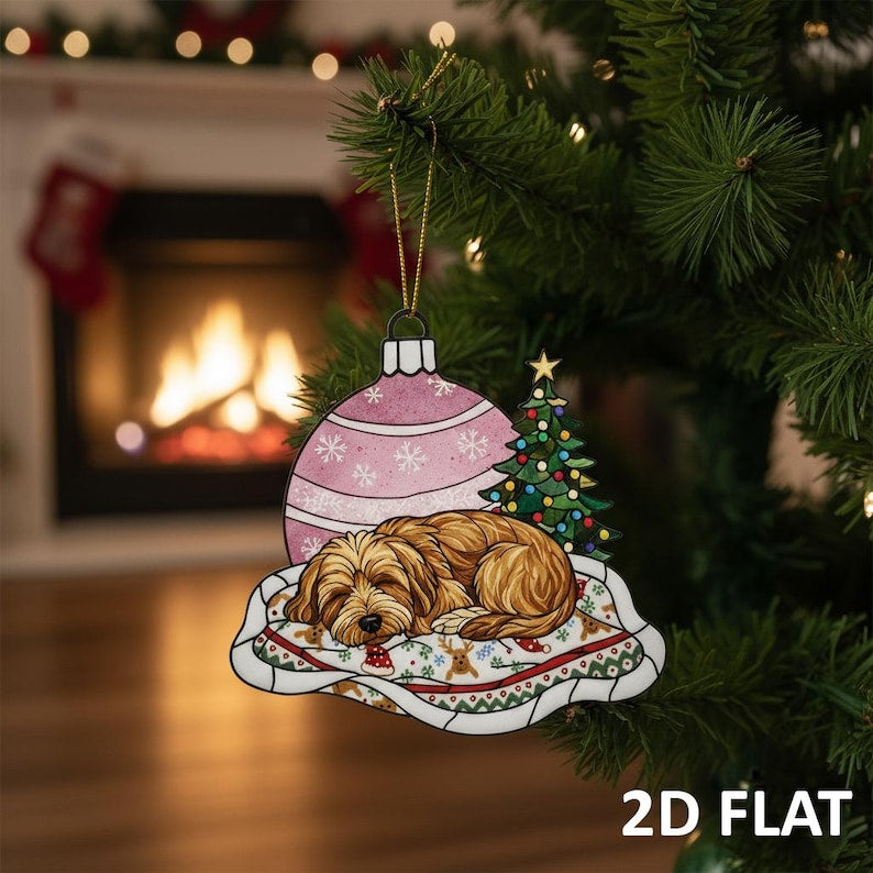 Cavapoo Sleeping Christmas Ornament, Dog Lover Gift, Cozy Holiday Tree Decoration, Cute Pet Keepsake, Personalized Dog Ornament