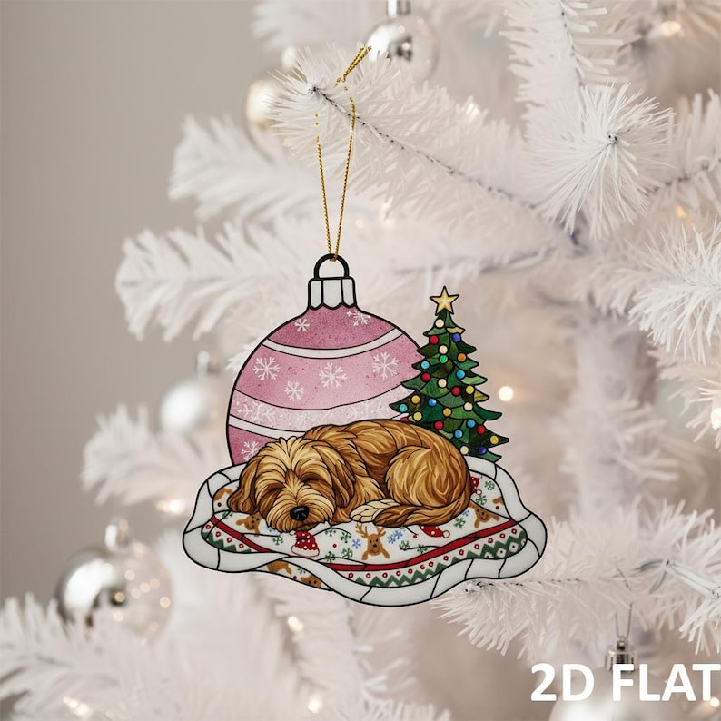 Cavapoo Sleeping Christmas Ornament, Dog Lover Gift, Cozy Holiday Tree Decoration, Cute Pet Keepsake, Personalized Dog Ornament