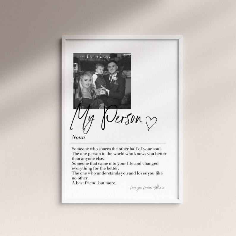 Personalised My Person Definition Print: Custom Photo Gift, Romantic Keepsake, Anniversary Boyfriend/Girlfriend Gift (No Frame)