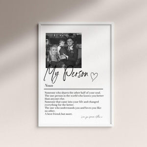 Personalised My Person Definition Print: Custom Photo Gift, Romantic Keepsake, Anniversary Boyfriend/Girlfriend Gift (No Frame)
