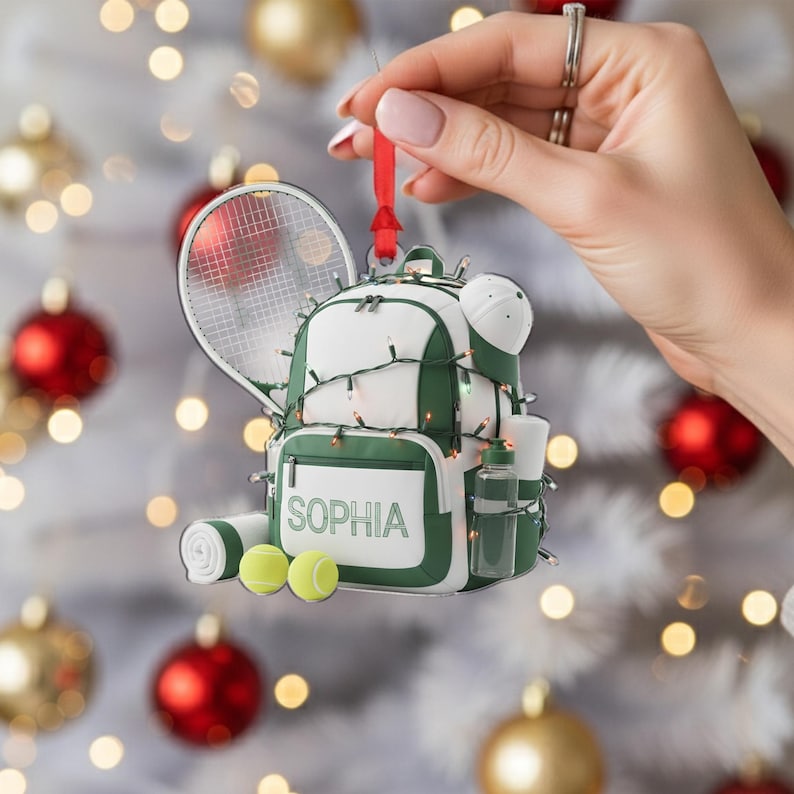 Custom Tennis Bag Ornament Name Sports Decor