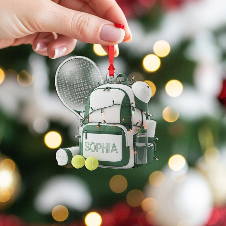 Custom Tennis Bag Ornament Name Sports Decor