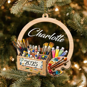 Personalized Artist Ornament 2 Layers Mixed (NOT 3D Model) Artist Gift, Art Teacher Ornament, Artist Girl Ornament, Painters Gift For Artist