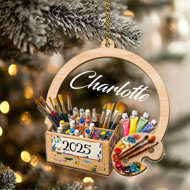 Personalized Artist Ornament 2 Layers Mixed (NOT 3D Model) Artist Gift, Art Teacher Ornament, Artist Girl Ornament, Painters Gift For Artist