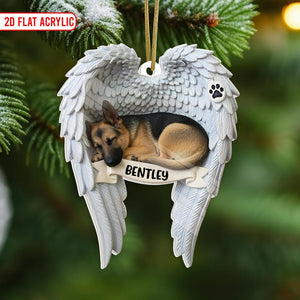 German Shepherd Angel Wings Ornament, Custom Dog Loss Christmas Decoration, Pet Memory Gift, In Memory of Dog Ornament