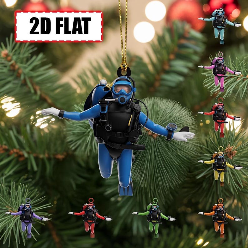 Ornament Acrylic Personalized Scuba Diver Ornament Christmas Tree Decoration with Custom Name, Diving Gear Suit Keepsake for Ocean Lovers