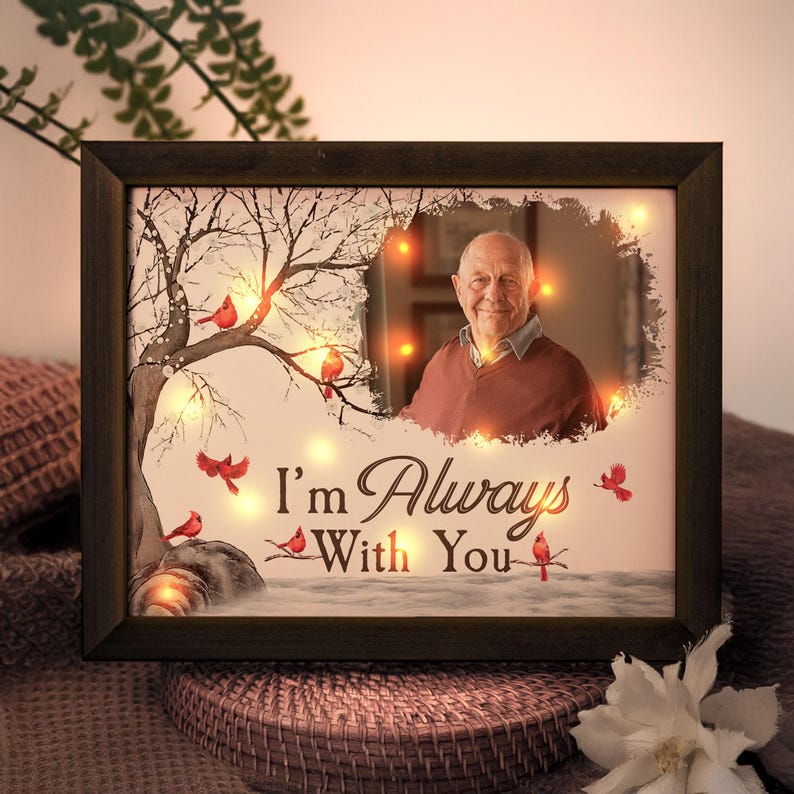 I'm Always With You Memorial Gift, Personalized Photo LED Shadow Box, Loss Of Dad Gift, Condolence Gift, Remembrance Keepsake,Sympathy Gift
