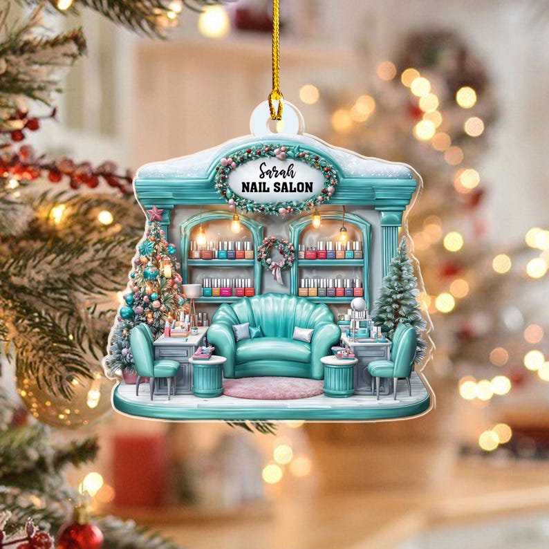 Personalized Nail Salon Ornament, Nail Polish Christmas Ornament, Gifts for Nail Technician, Beauty Ornaments for Women, Nail Tech Gifts, TT