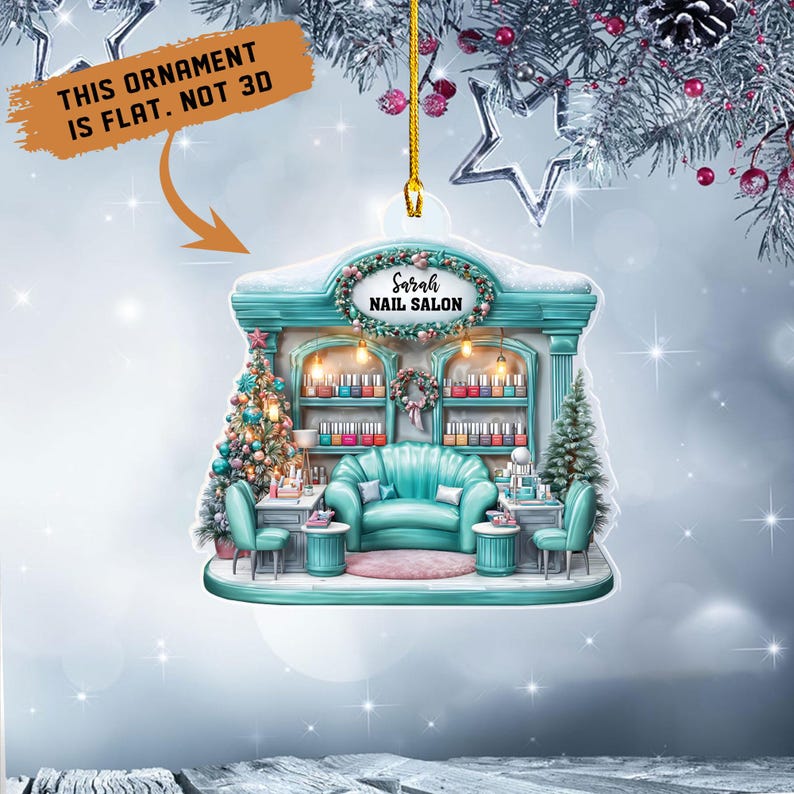 Personalized Nail Salon Ornament, Nail Polish Christmas Ornament, Gifts for Nail Technician, Beauty Ornaments for Women, Nail Tech Gifts, TT