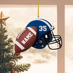 Personalized Football Helmet Ornament, Custom Name Football Player Gift, Team Player Christmas Ornament, Football Fan Gift