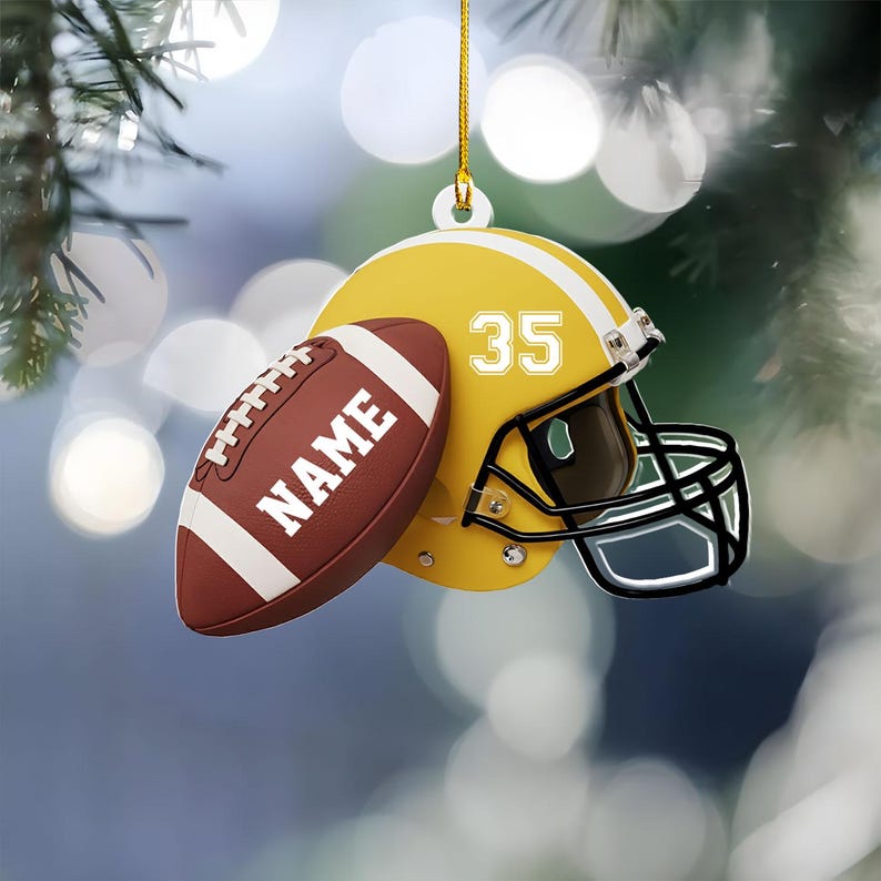 Personalized Football Helmet Ornament, Custom Name Football Player Gift, Team Player Christmas Ornament, Football Fan Gift