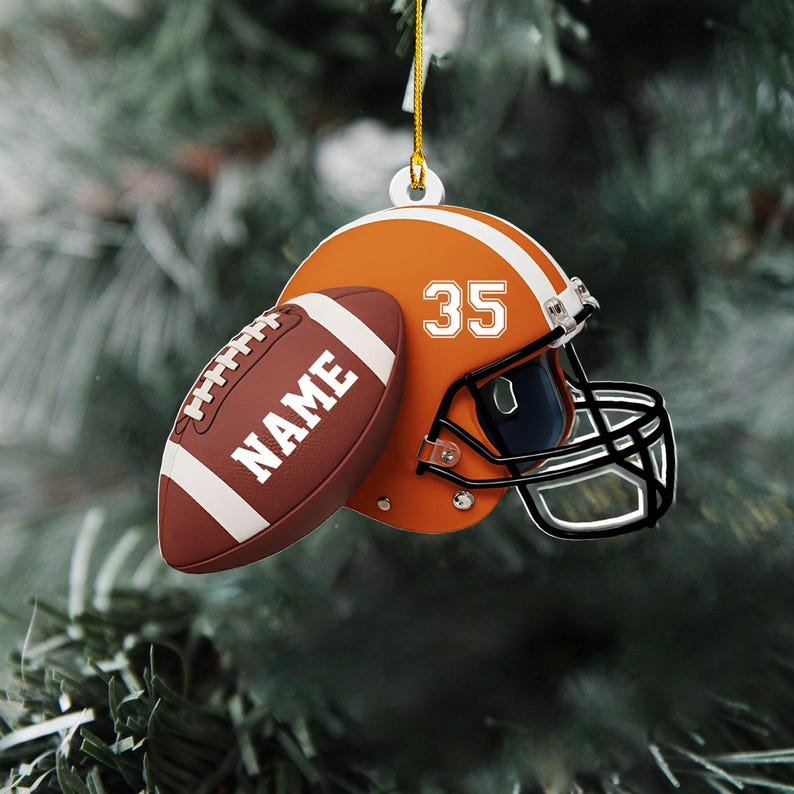 Personalized Football Helmet Ornament, Custom Name Football Player Gift, Team Player Christmas Ornament, Football Fan Gift