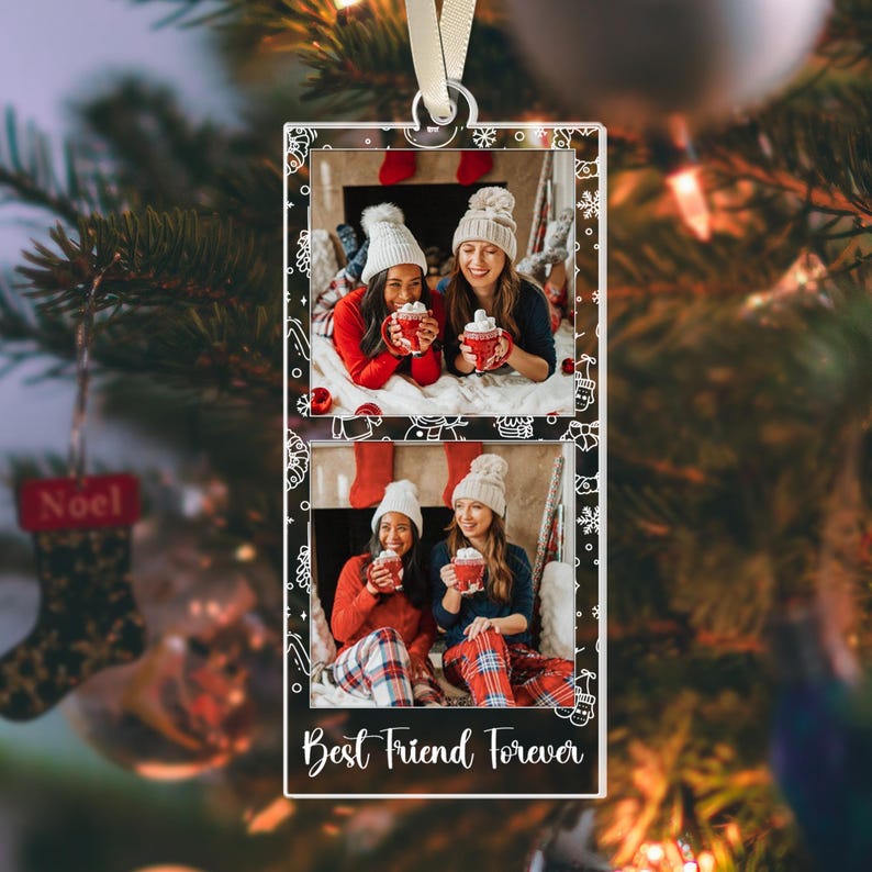 Personalized Photo Strip Ornament, Custom Family Photo Christmas Ornament, Besties Xmas Gift, Pet 1st Christmas Keepsake, Picture Keepsake