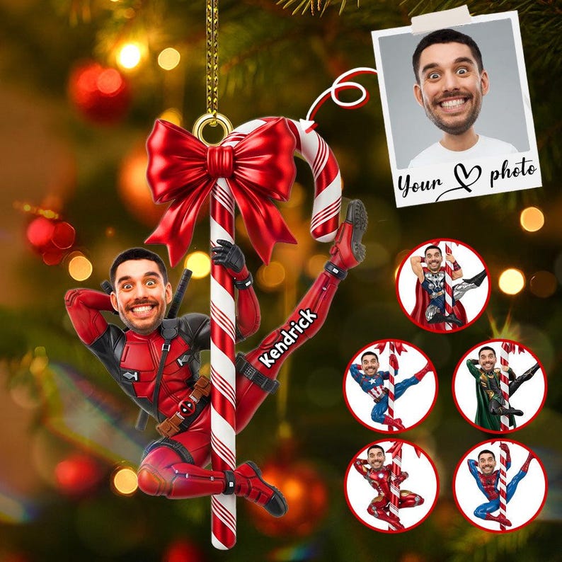 Custom Photo Funny Hero Ornament - Personalized Gifts For Christmas, Custom Funny Christmas Photo Ornament, Christmas Ornament