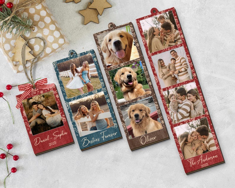 Custom Photo Strip Christmas Ornament: Personalized Family Keepsake Custom Family Photo Christmas Ornament, Besties Xmas Gift, Pet 1st Christmas Keepsake, Picture Keepsake