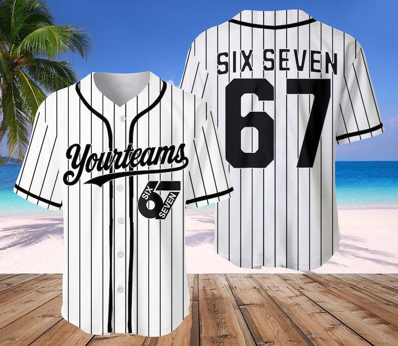 6 7 Baseball Jersey, Funny Halloween costume for kids or parents, great for teachers, six seven Tiktok trend, Meme shirt, Funny Jersey