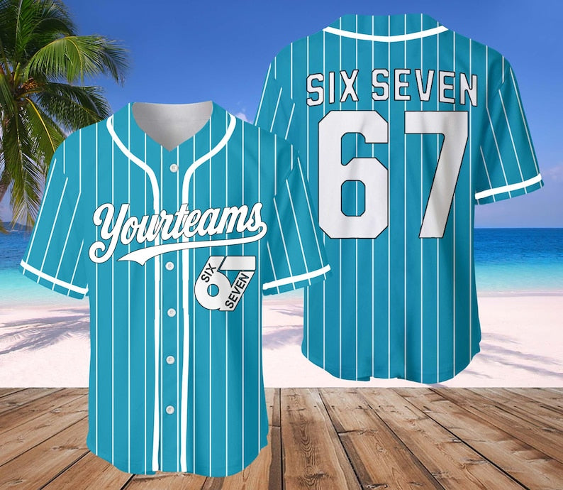 6 7 Baseball Jersey, Funny Halloween costume for kids or parents, great for teachers, six seven Tiktok trend, Meme shirt, Funny Jersey