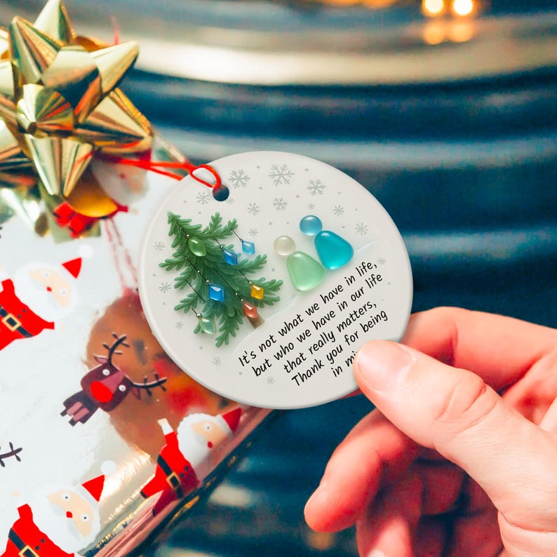 Sea Glass 2D Effect Print Ornament, Timeless Friendship Keepsake, Friends Christmas Gift, Best Friends Ornament, Sea Glass Art BFF Ornament