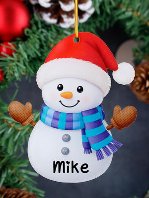 Personalized Snowman Christmas Ornaments, Custom Name Snowman Decor, Customizable Snowman Christmas Tree Decorations, Christmas, Family, Kid