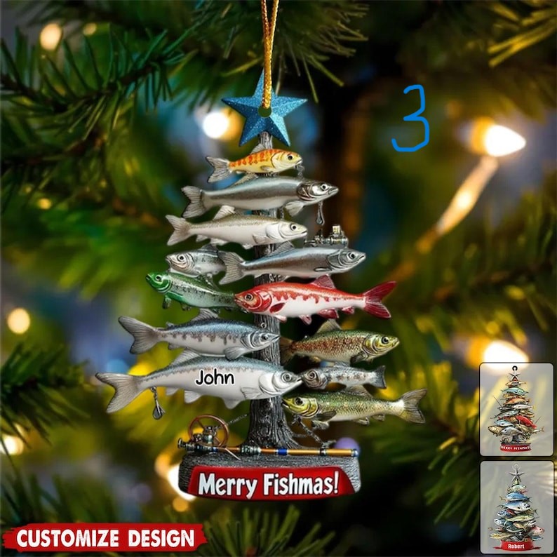 Personalized Fishing Christmas Ornament: Acrylic Keepsake Gift
