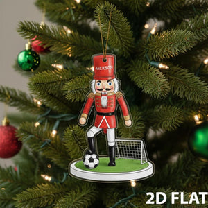 Personalized Soccer Nutcracker 2D FLAT Ornament, Custom Name Sports Christmas Decoration, Funny Soccer Player Holiday Gift, Xmas Tree Decor