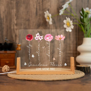 Custom Grandmas Garden Night Light: Unique Gifts for Grandma,Birth Flower Lamp,Moms Garden Night Lamp,Bedroom Night Lamp,Mothers Day Gifts