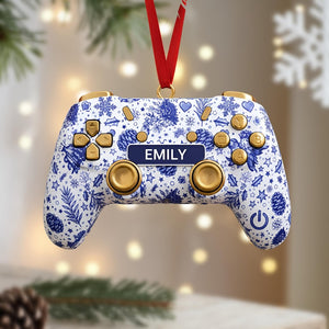 Personalized Gamer Controller Ornament Custom Name Acrylic Christmas Tree Decoration for Video Game Lovers, Kids, Teens, Boys & Girls