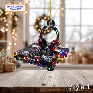 Personalized DJ Christmas Ornament, Custom Name Flat 2D Acrylic Ornament, Music Lover Gift for Him, DJ Headphones Holiday Keepsake Gifts