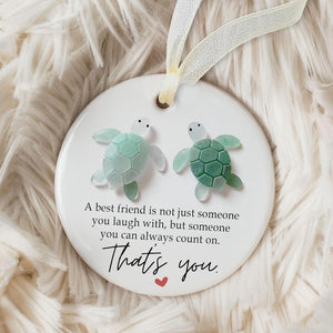 Personalized Sea Glass Friendship Ornament, Best Friend Christmas Decor Gift, Timeless Ceramic Besties Keepsake Gift, Christmas Tree Hanging