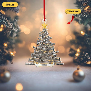 Personalized Flute 2D Flat Acrylic Ornament, Custom Musician Christmas Tree Decor, Band Gift for Flutist, Music Lover Ornament with Name