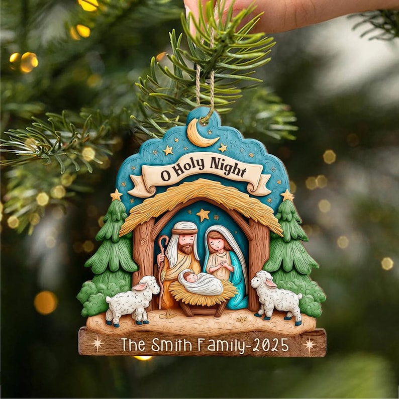 Custom Nativity Scene Christmas Ornament, Christian Ornament, Nativity Jesus Ornament, Religious Gift, Gift For Family, Christmas Decor