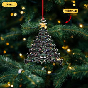 Personalized Clarinet Christmas Tree 2D Flat Ornament, Custom Name Musician Ornament, Gift for Band Player, Clarinetist or Music Teacher