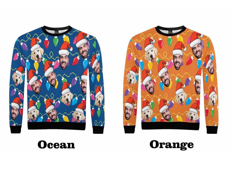 Custom Christmas Ugly Sweater,Personalize Face Sweatshirt,Funny Sweatshirt for Family/Friends,Christmas Ugly Sweater Party Christmas Gifts