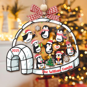 Customize Penguin Family Shaker Ornament, Custom Family Christmas Ornament 2025, Family and Pet Ornament Keepsake, 4D Shaker Ornament
