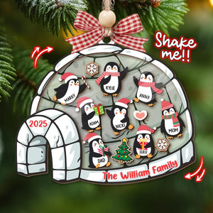 Customize Penguin Family Shaker Ornament, Custom Family Christmas Ornament 2025, Family and Pet Ornament Keepsake, 4D Shaker Ornament