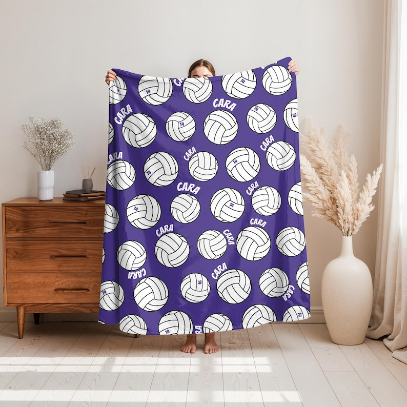 Personalized Volleyball Blanket: Custom Team blanket ,Minky or Sherpa Fleece