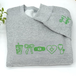 Embroidered Nurse Sweatshirt - Coquette Bow, Personalized CNA Crewneck - Nursing Student Sweatshirt For Her il_794xN.7276167824_72z0.jpg