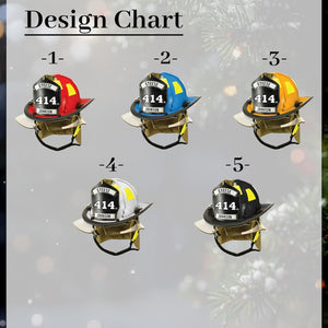 Personalized Firefighter Number & Name Ornament, Firefighter Helmet Decoration for Tree, Gift for Fireman, Gift for First Responder