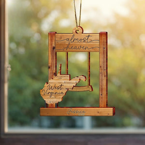 WV Almost Heaven Swing Wooden 2 Layerd Ornament, West Virginia Home Decor, West Virginia Ornament, WV Lover, West Virginia State Ornament