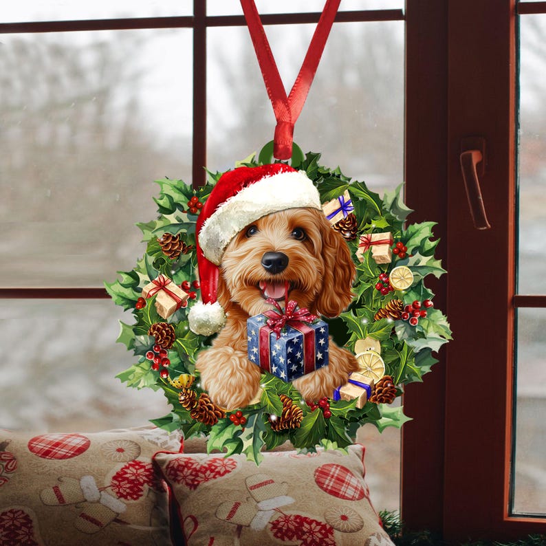 Goldendoodle Christmas Ornament, Groodle Dog Christmas Tree Ornament, Goldendoodle Christmas Home Decor, Dog Lover Xmas Gift