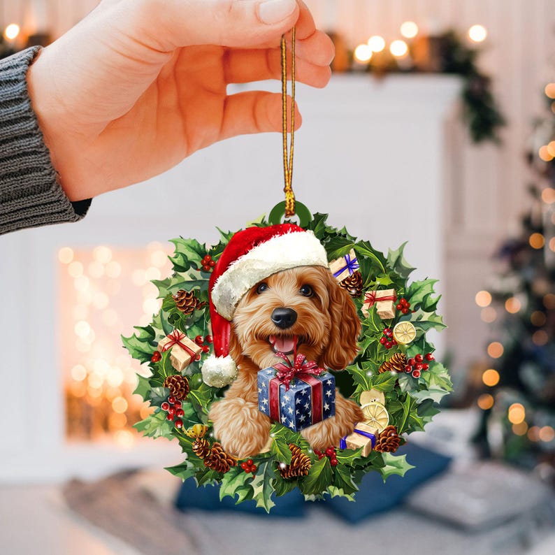 Goldendoodle Christmas Ornament, Groodle Dog Christmas Tree Ornament, Goldendoodle Christmas Home Decor, Dog Lover Xmas Gift