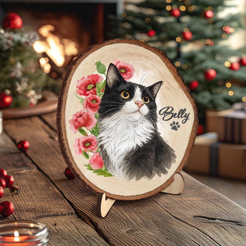 Dog Portrait Wooden Hanging, Custom Pet Portrait Dog Memorial Gift, Cat Photo Wall Art, Pet Loss Sympathy Gift, Pet Loss Gift