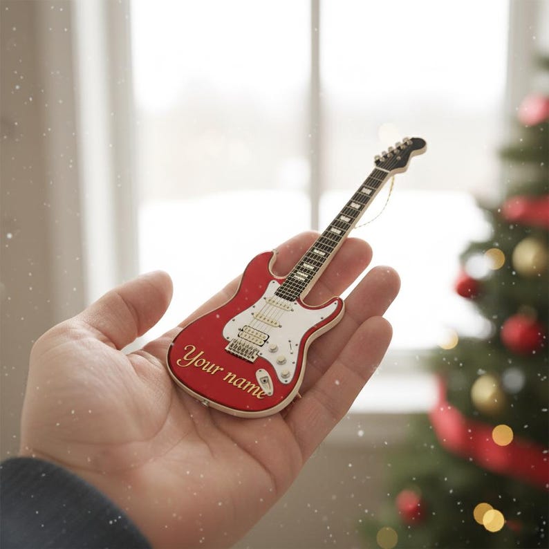 Custom Guitar Christmas Ornament 2025, Christmas Guitar Player Ornament, Gift for Guitar Players, Guitar Player Gift, Gift For Guitar Lovers