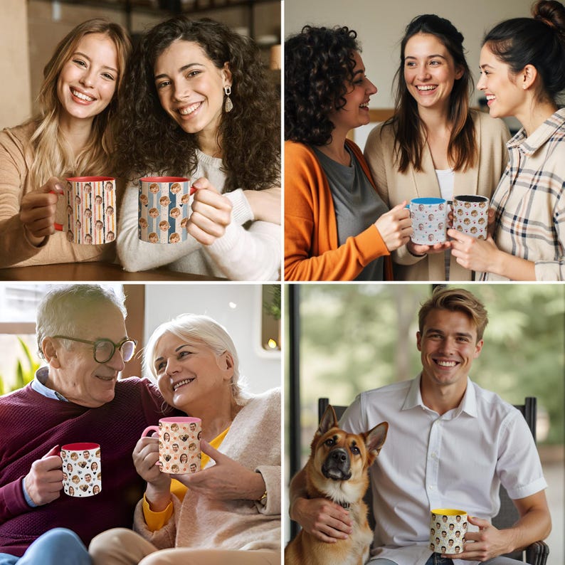 Custom Photo Mug with Faces for Family Friend Couple Pet Lovers, Personalized Cup with Photo, Custom Mug Photo, Custom Coffee Cup