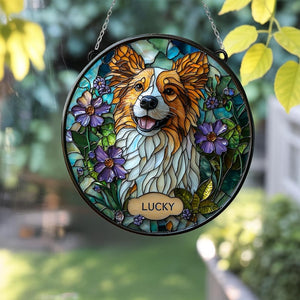 Custom Pet Portrait Stained Glass Suncatcher, Stained Glass Dog Memorial, Custom Dog Portrait from Photo, Pet Memorial Gift, Window hangings