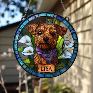 Custom Pet Portrait Stained Glass Suncatcher, Stained Glass Dog Memorial, Custom Dog Portrait from Photo, Pet Memorial Gift, Window hangings