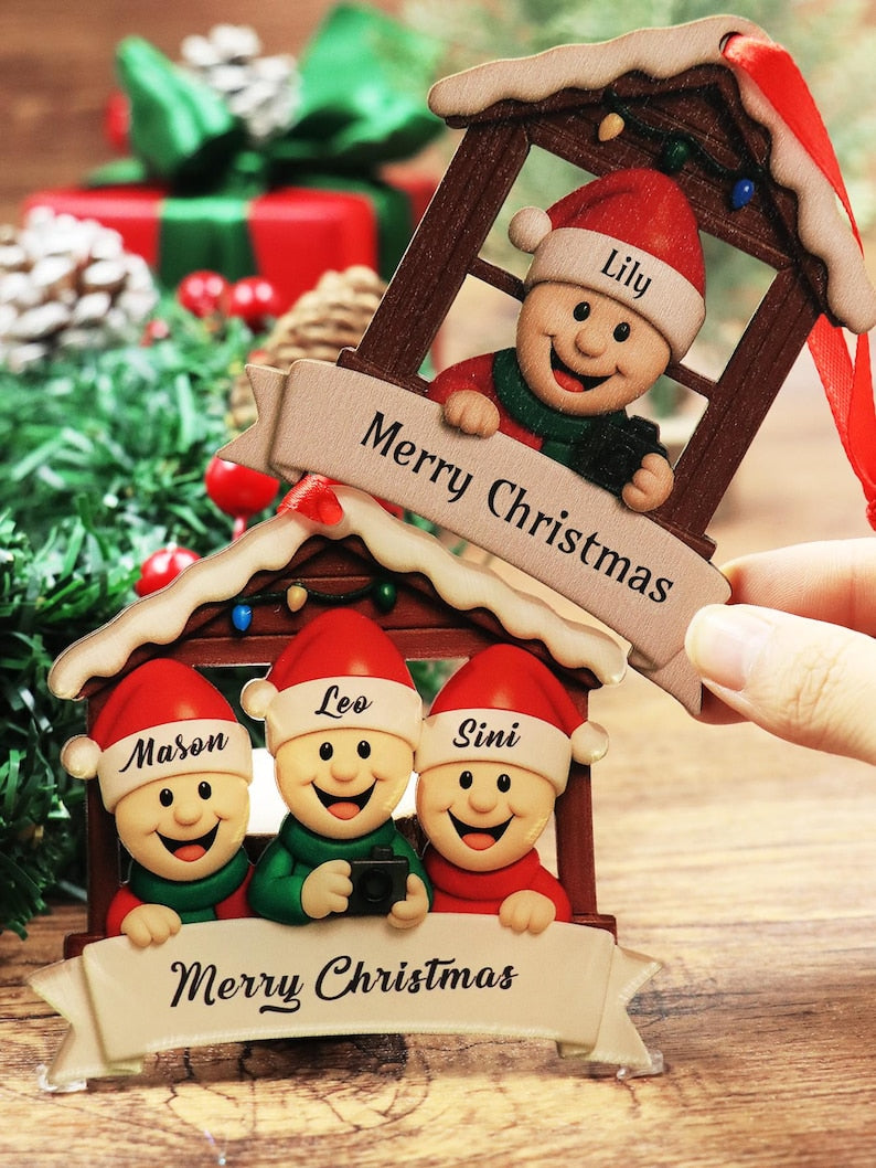 Custom Text Christmas Decorations, Personalized Christmas Tree Decorations, Customizable 1-4 Names Ornaments, Home Decor, Christmas, Family