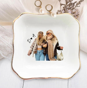 Personalized Bestie Photo Trinket Dish: Best Friend Gifts, Friendship Ring Holder, Thank You Gift For Friend